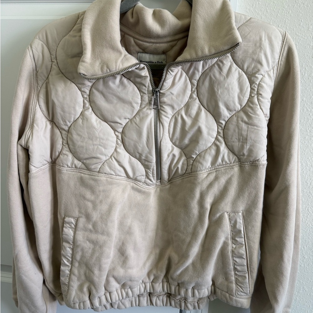 Abercrombie Cozy Cream Quilted Half Zip